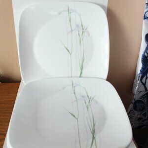 Corelle Shadow Iris Pattern Lot of 5 Square Dinner Plates